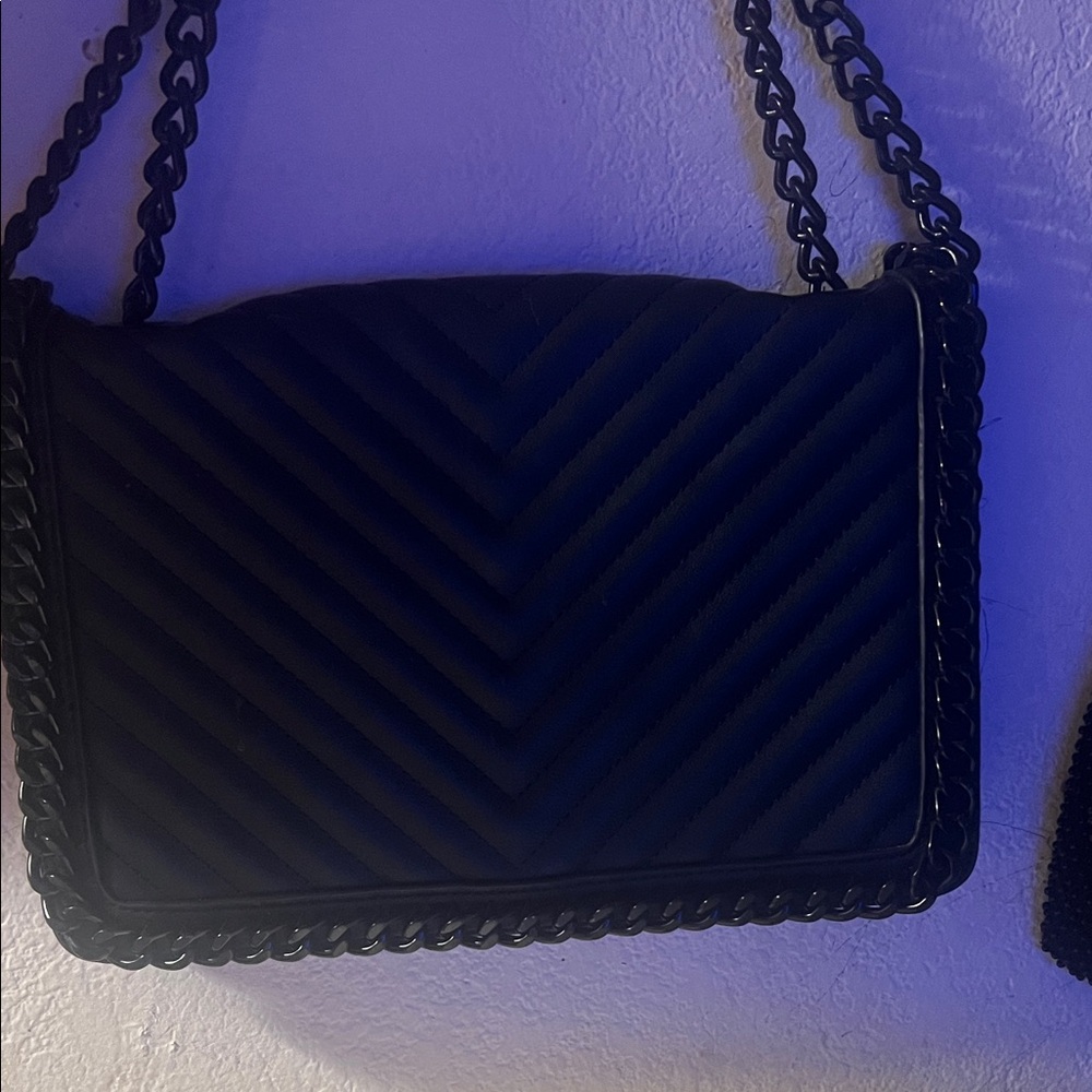 Aldo Black Chevron Chain Shoulder Bag